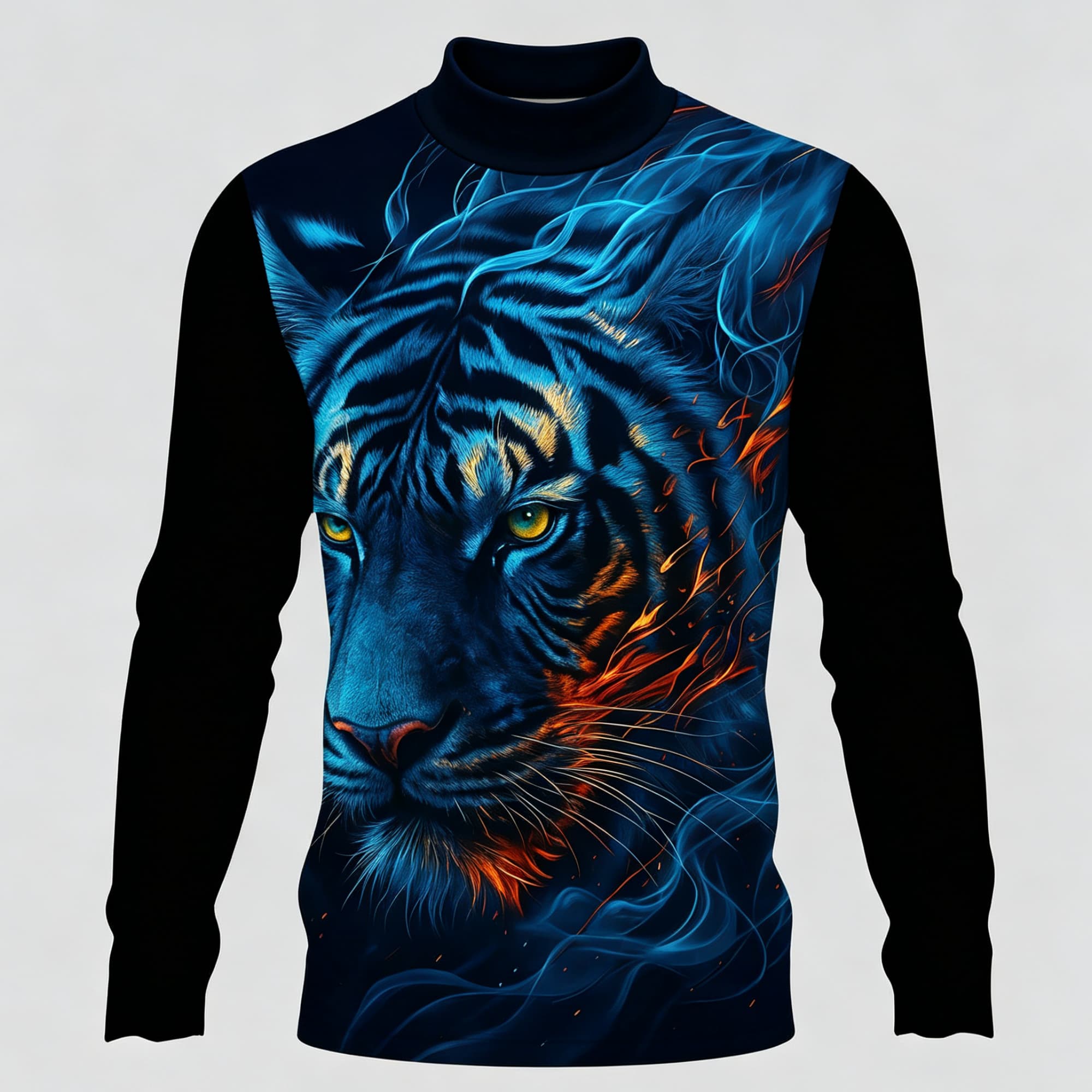 Neonowy Niebieski Płomień Tygr – Tee Graphic Print recenzja i cena